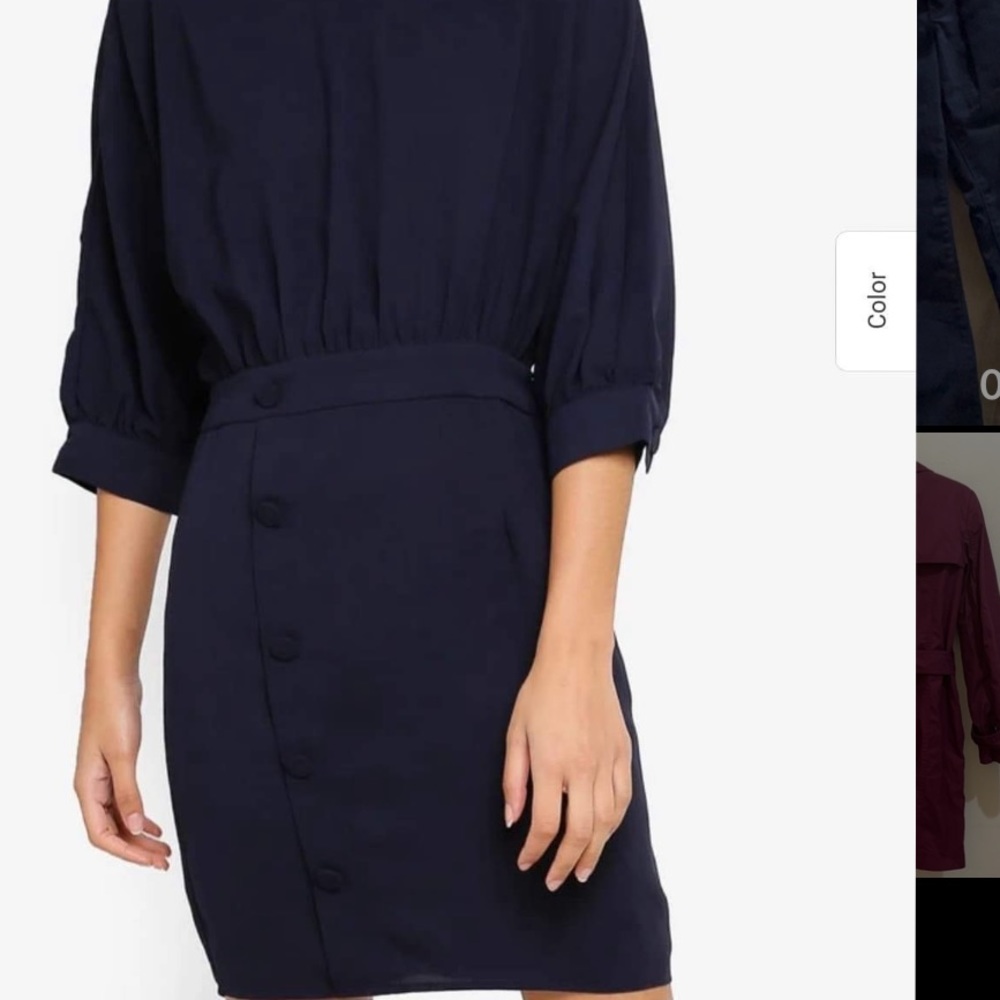 Blouson Dress with button front skirt